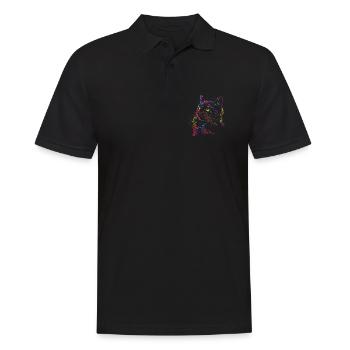 Bunte Katzenkunst im Skizzenstil - Männer Poloshirt - Schwarz - Vorne - Kai (181cm)