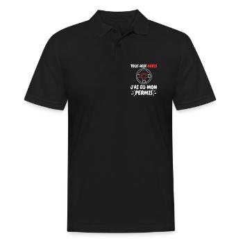 Jeune conducteur Tous aux abris J'Ai EU Mon permis - Polo Homme - noir - Devant - Kai (181cm)