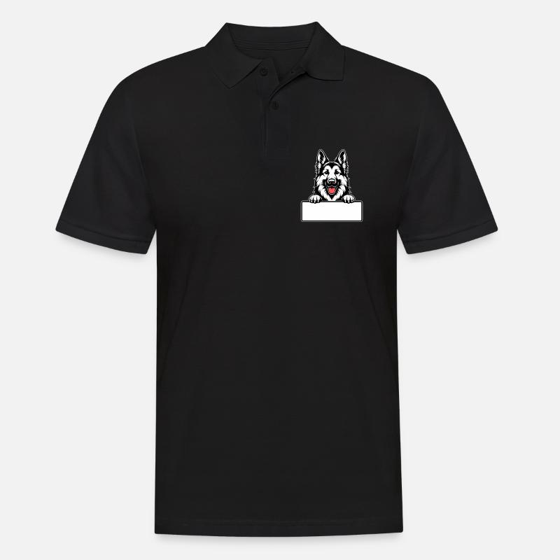  Deutscher Schäferhund mit Namensschild - Männer Poloshirt - Schwarz