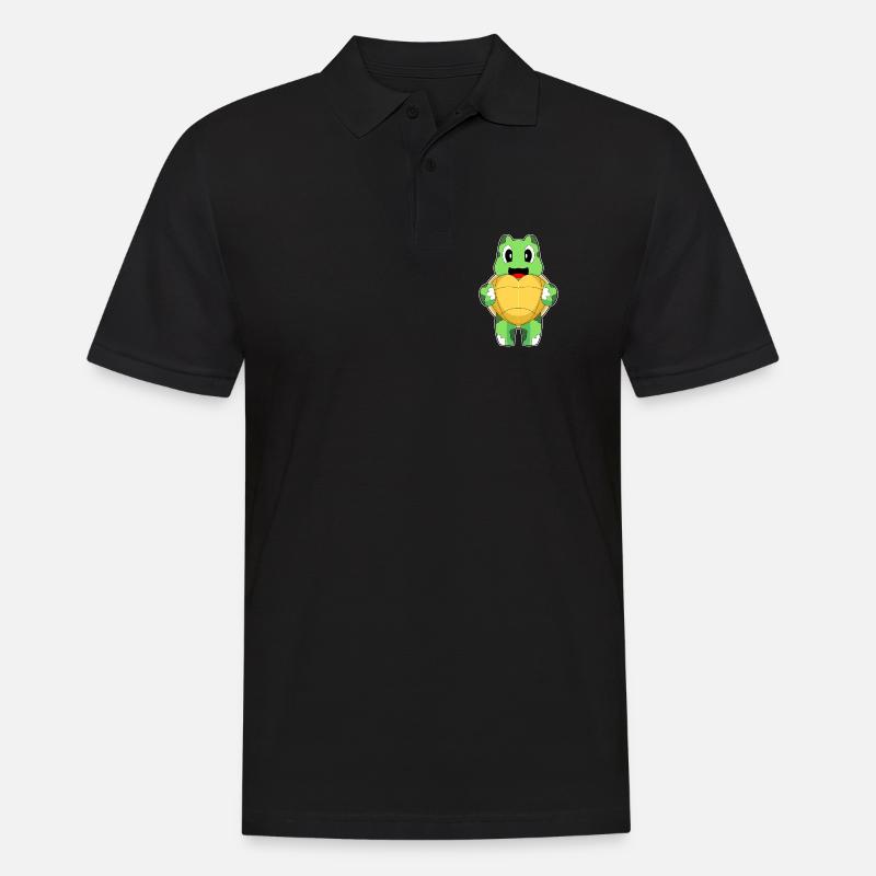Schildkröte Herz - Männer Poloshirt - Schwarz