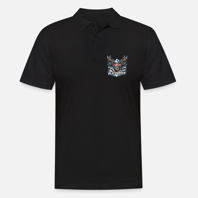 Platzhirsch Ski Hirsch - Männer Poloshirt - Schwarz