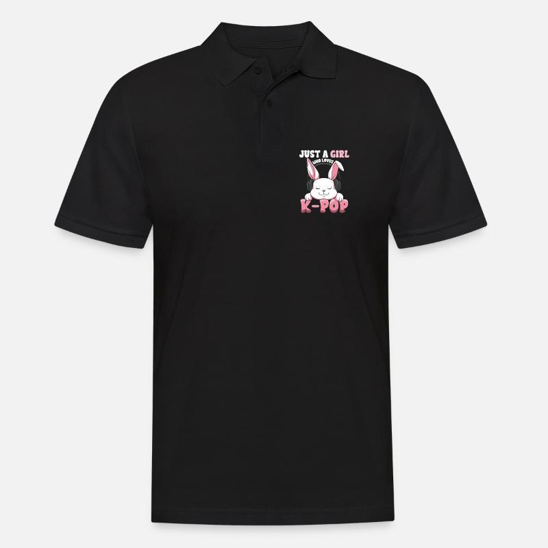K-Pop Bunny  mit Kopfhörern - Männer Poloshirt - Schwarz