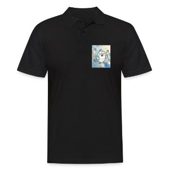Fröhliches Küken singt zwischen bunten Blasen - Männer Poloshirt - Schwarz - Vorne - Kai (181cm)