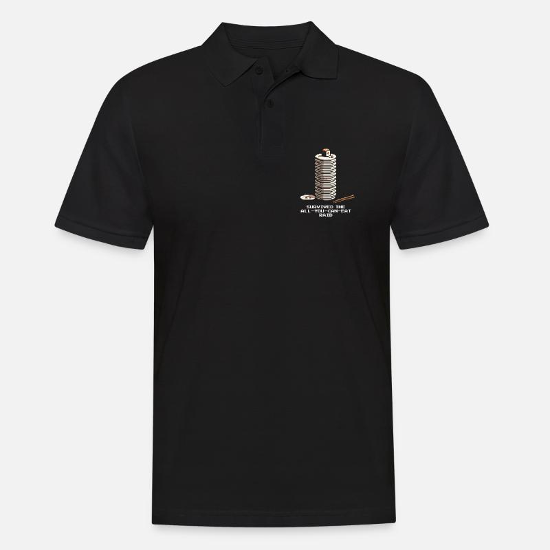 All-you-can-eat Raid überlebt | Sushi Buffet - Männer Poloshirt - Schwarz