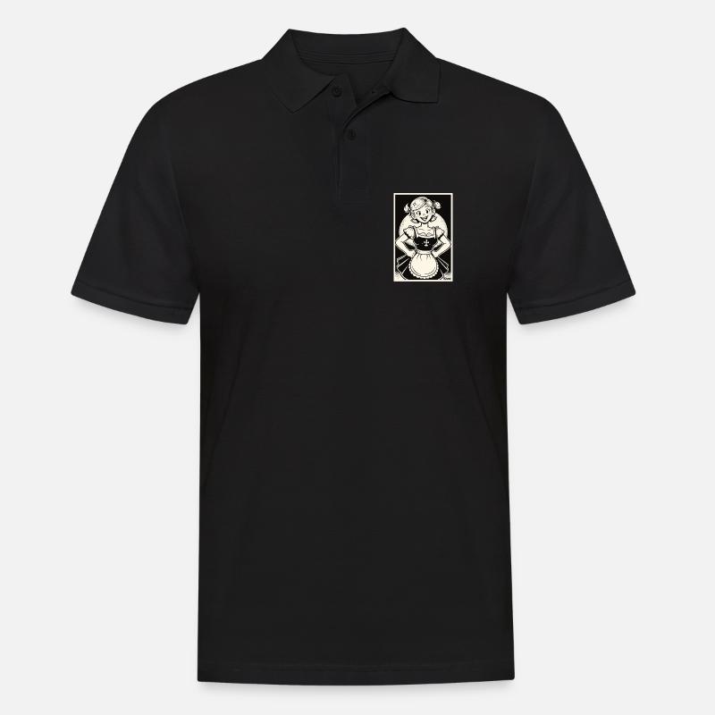Dirndl Mädchen Cartoon - Männer Poloshirt - Schwarz