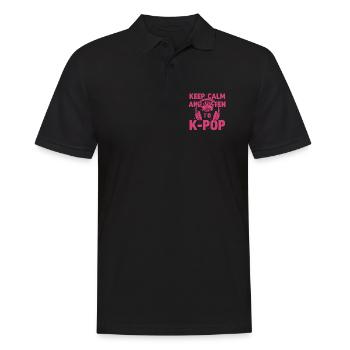 Restez calme et écoutez la musique coréenne K-Pop - Polo Homme - noir - Devant - Kai (181cm)