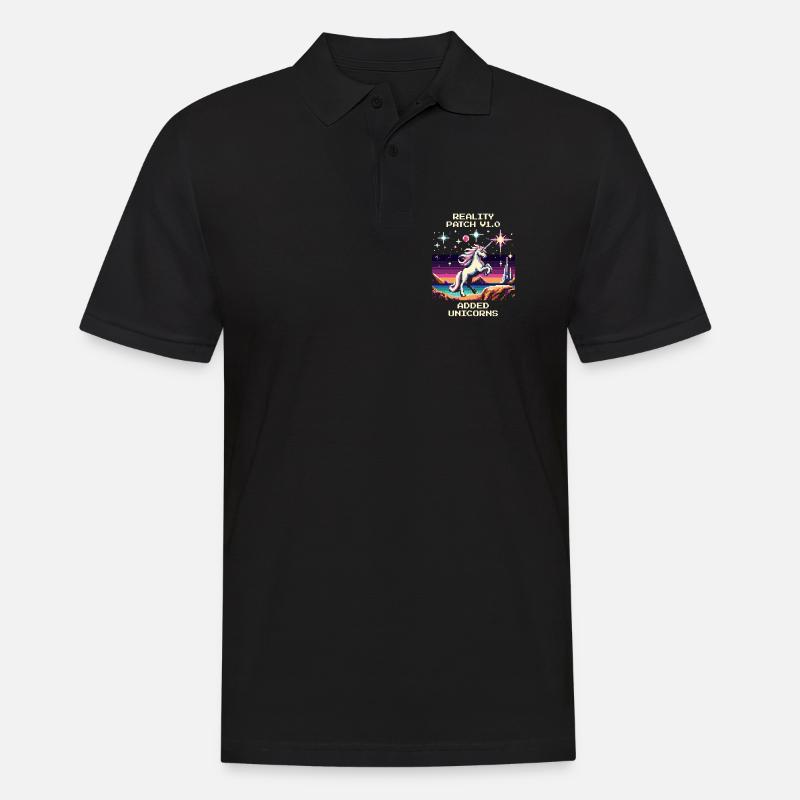 Reality Patch 1.0 | Einhörner hinzugefügt - Männer Poloshirt - Schwarz