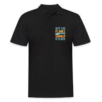 Fitness Fanatics It´s Planks O´Clock Calisthenics - Männer Poloshirt - Schwarz - Vorne - Kai (181cm)