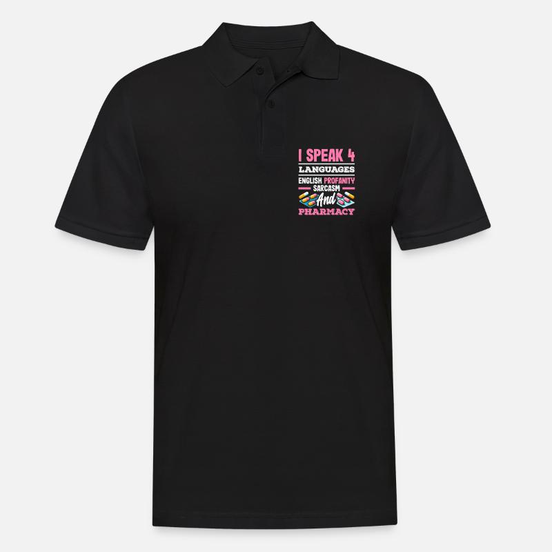 Sprich 4 Sprachen Lustiger Apotheker - Männer Poloshirt - Schwarz