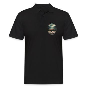 Paddeln See Berge T-Shirt – Row Rest Repeat - Männer Poloshirt - Schwarz - Vorne - Kai (181cm)