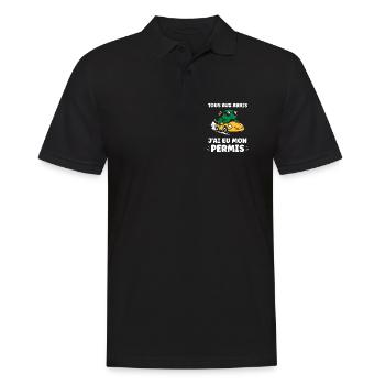 Humour j'ai mon permis de conduire - Polo Homme - noir - Devant - Kai (181cm)