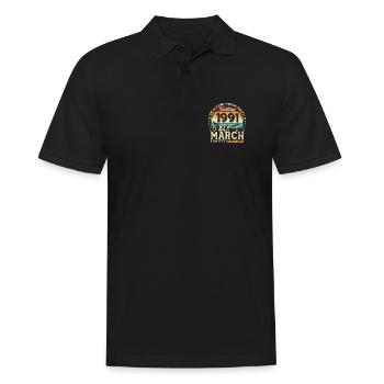 Cadeau du 35e anniversaire Mari Année Mars 1991 - Polo Homme - noir - Devant - Kai (181cm)