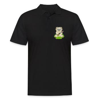 Hund Musiker Gitarre Musik - Männer Poloshirt - Schwarz - Vorne - Kai (181cm)