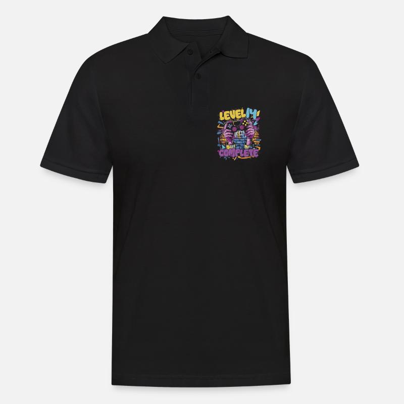Level 14 Complete Gaming Graffiti - Männer Poloshirt - Schwarz