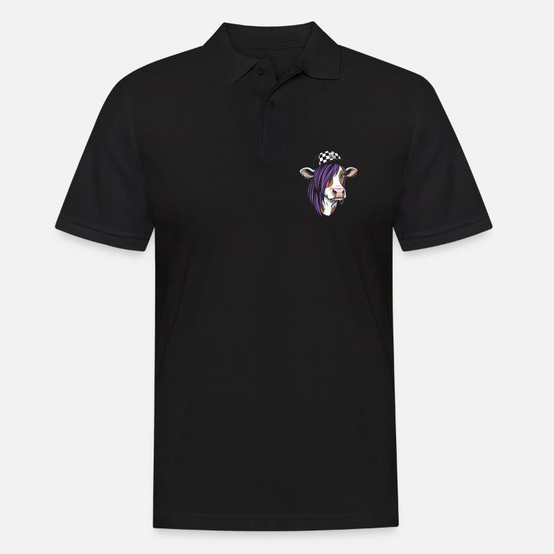 Punk Kuh mit Lila Haar - Männer Poloshirt - Schwarz