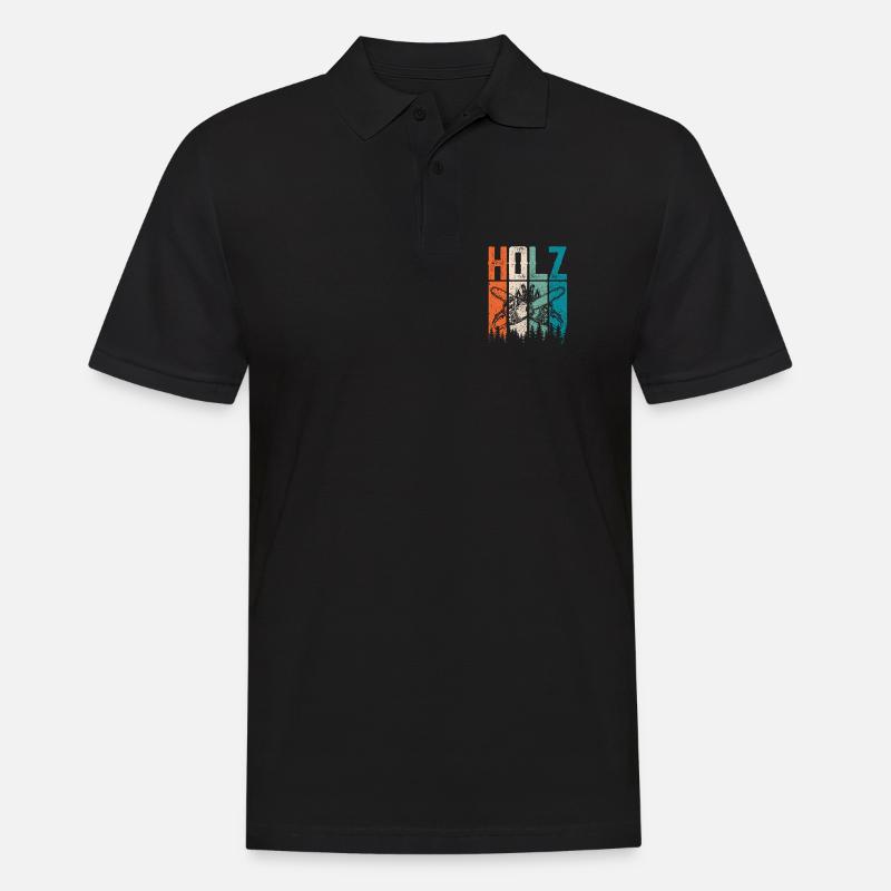 Scie à tronçonneuse Conception rétro - Polo Homme - noir