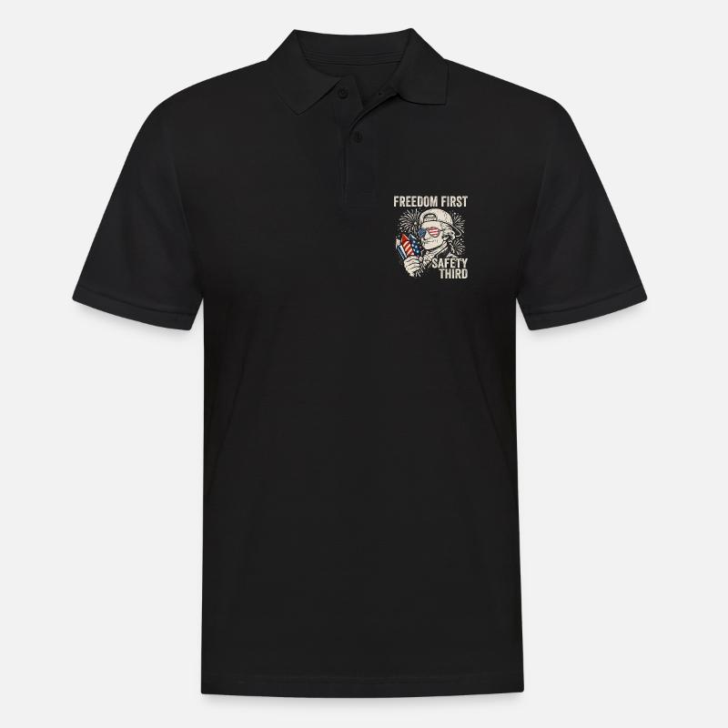 Freedom First, Security Third, Ham - Men's Polo Shirt - black