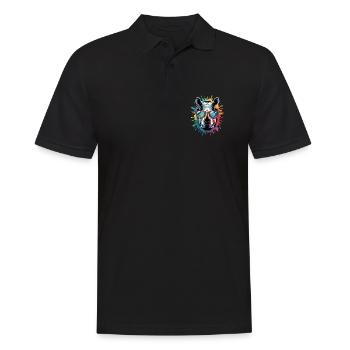 Colorful Rhino Rhino Watercolor Splash - Men's Polo Shirt - black - Front - Kai (181cm)