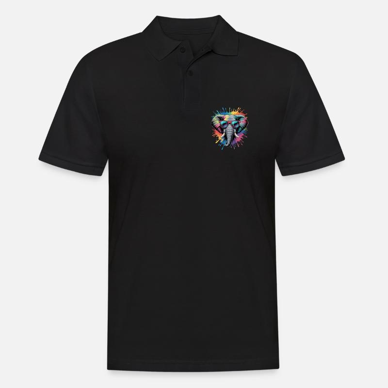 Bunter Elefant Wasserfarben Spritzer - Männer Poloshirt - Schwarz