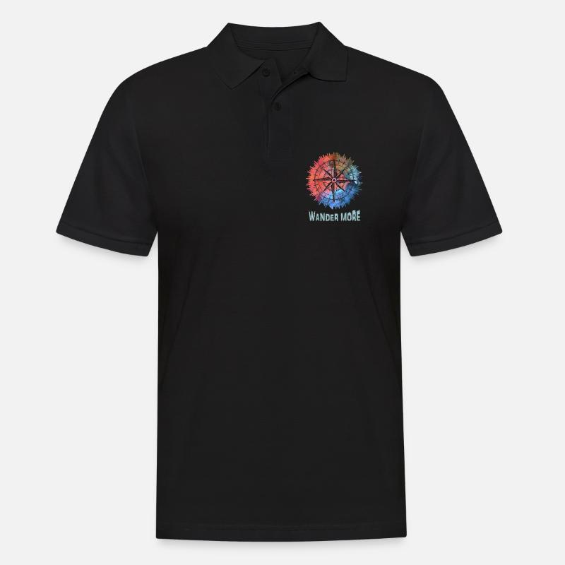Wander More Compass Batik - Männer Poloshirt - Schwarz