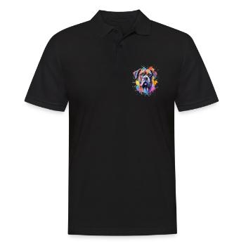 Bunte Splash Art Boxer-Hund - Männer Poloshirt - Schwarz - Vorne - Kai (181cm)