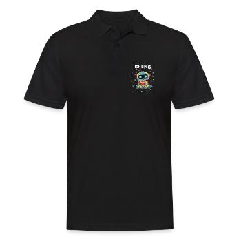 Ich bin 6 - Süßes Roboter zum 6. Geburtstag - Männer Poloshirt - Schwarz - Vorne - Kai (181cm)
