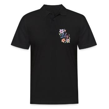 Lily Aquarellblüten - Männer Poloshirt - Schwarz - Vorne - Kai (181cm)