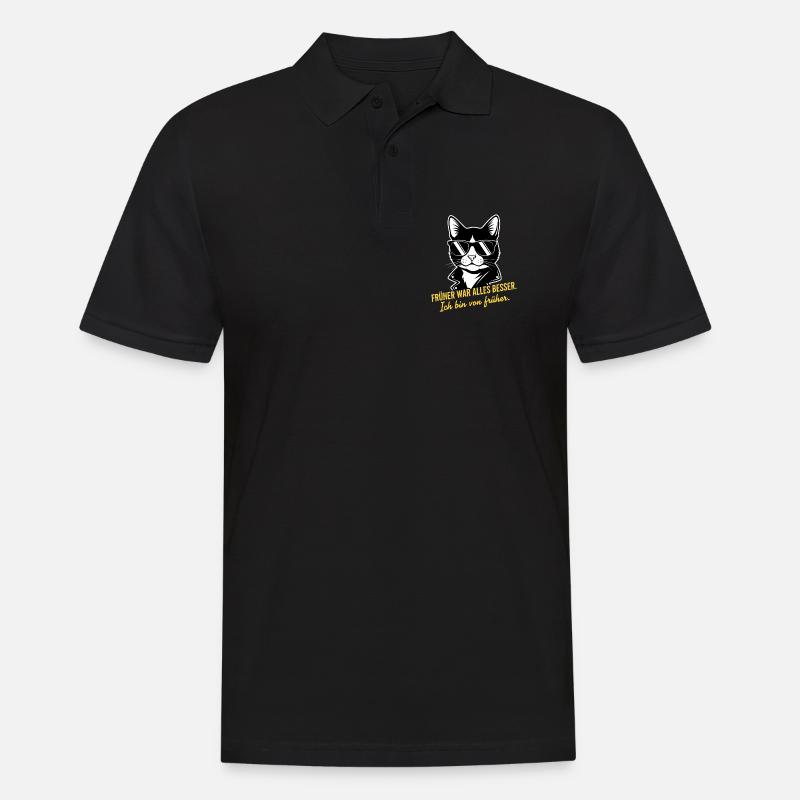 Früher war alles besser Katze - Männer Poloshirt - Schwarz