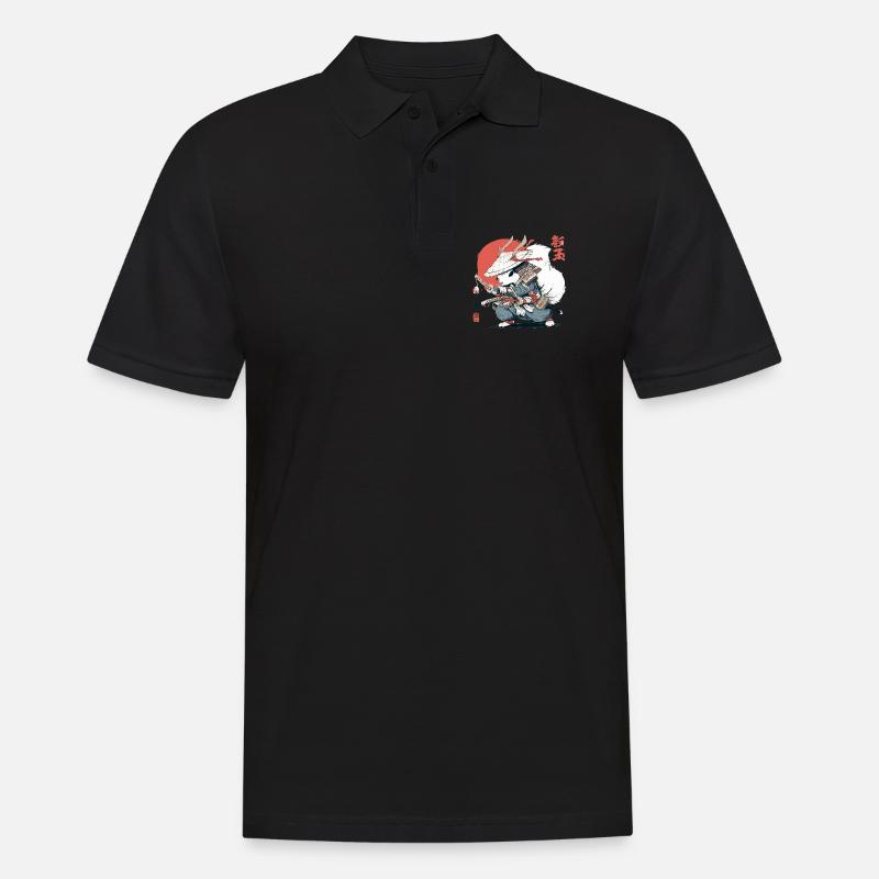 Samurai-Eichhörnchen, japanischer Krieger, Ukiyo-e-Stil Su - Männer Poloshirt - Schwarz
