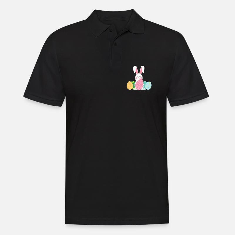 Pastel Easter Bunny with Eggs - Men's Polo Shirt - black