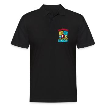 Bingo Game Happiness Is Yelling Bingo - Men's Polo Shirt - black - Front - Kai (181cm)