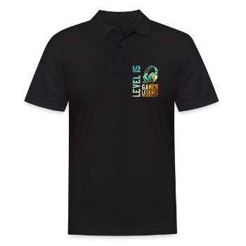 15. Geburtstag Junge Mädchen Gaming Level 15 Jahre - Männer Poloshirt - Schwarz - Vorne - Kai (181cm)