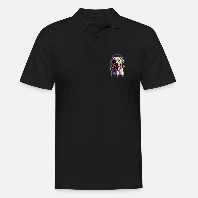 Labrador Kopfhörer - Männer Poloshirt - Schwarz