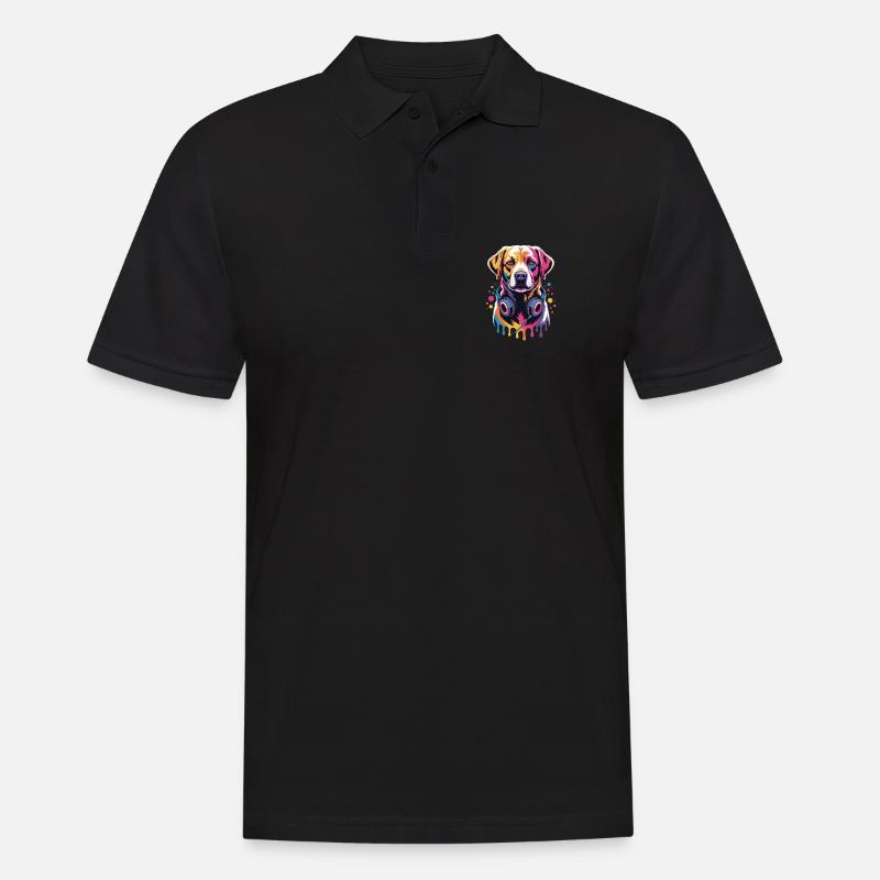 Labrador mit Kopfhörern - Männer Poloshirt - Schwarz