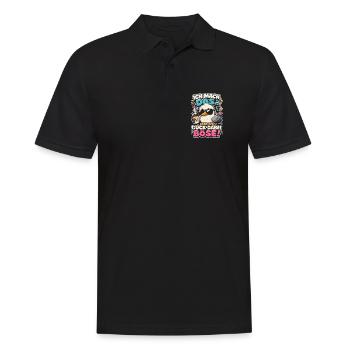 Ich mach das aber ich guck dabei böse Möwe Kaffee  - Männer Poloshirt - Schwarz - Vorne - Kai (181cm)