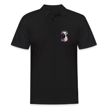 Labrador avec casque - Polo Homme - noir - Devant - Kai (181cm)