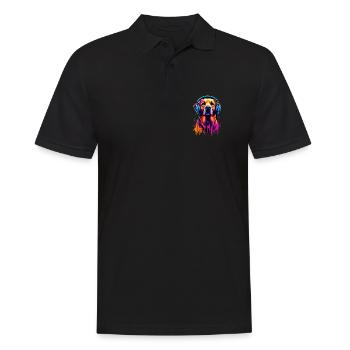 Golden Retriever avec des écouteurs - Polo Homme - noir - Devant - Kai (181cm)