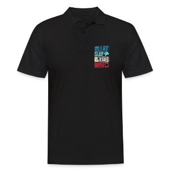 Essen Schlafen Steuern Wiederholen - Männer Poloshirt - Schwarz - Vorne - Kai (181cm)