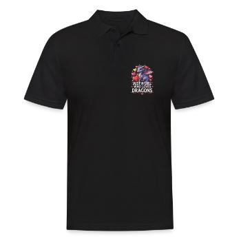 Drachenliebendes Mädchen - Männer Poloshirt - Schwarz - Vorne - Kai (181cm)