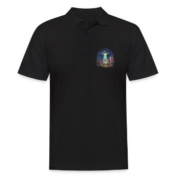 Disc Golf Korb UFO Wüste Retro Vintage Sci-Fi Moti - Männer Poloshirt - Schwarz - Vorne - Kai (181cm)
