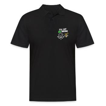 KI entscheidet: mit den Schultern zucken mit der Wahl - Männer Poloshirt - Schwarz - Vorne - Kai (181cm)
