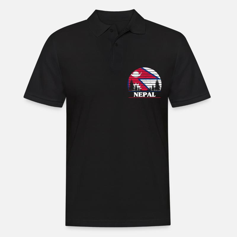 Nepal - Männer Poloshirt - Schwarz