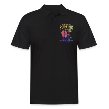 Wassersurfer angetrieben durch Surfen und Bier - Männer Poloshirt - Schwarz - Vorne - Kai (181cm)