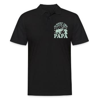 Papa Vatertag Papa Elefant Papa Vatertag - Männer Poloshirt - Schwarz - Vorne - Kai (181cm)