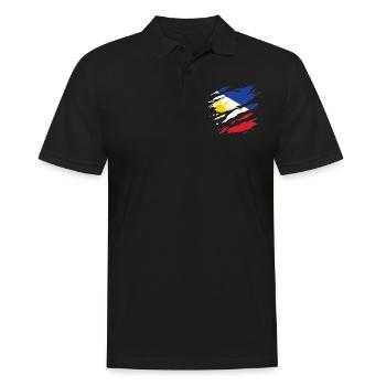 Philippinen - Nationalfahne, Kratzer, Risse - Männer Poloshirt - Schwarz - Vorne - Kai (181cm)