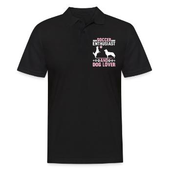Passionné de soccer et amoureux des chiens - Joueur de soccer D - Polo Homme - noir - Devant - Kai (181cm)