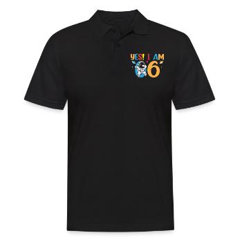 Space Astronaut Kids - Yes! I Am 6 Years Old 6 Bir - Männer Poloshirt - Schwarz - Vorne - Kai (181cm)