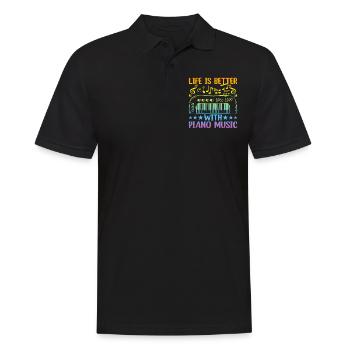 Piano Keyboard Player - Life Is Better With Piano - Men's Polo Shirt - black - Front - Kai (181cm)
