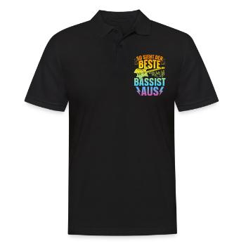 So Sieht Der Beste Bassist Aus - Bass Gitarrist - Männer Poloshirt - Schwarz - Vorne - Kai (181cm)