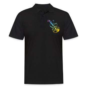 Contrebasse avec chats - Contrebassiste - Polo Homme - noir - Devant - Kai (181cm)